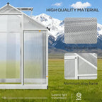 Aluminum Greenhouse with Polycarbonate Panels, Walk-in Garden Greenhouse for Outdoor Plant Growing, Durable Structure for Year-Round Gardening (Silver + Aluminum-2)