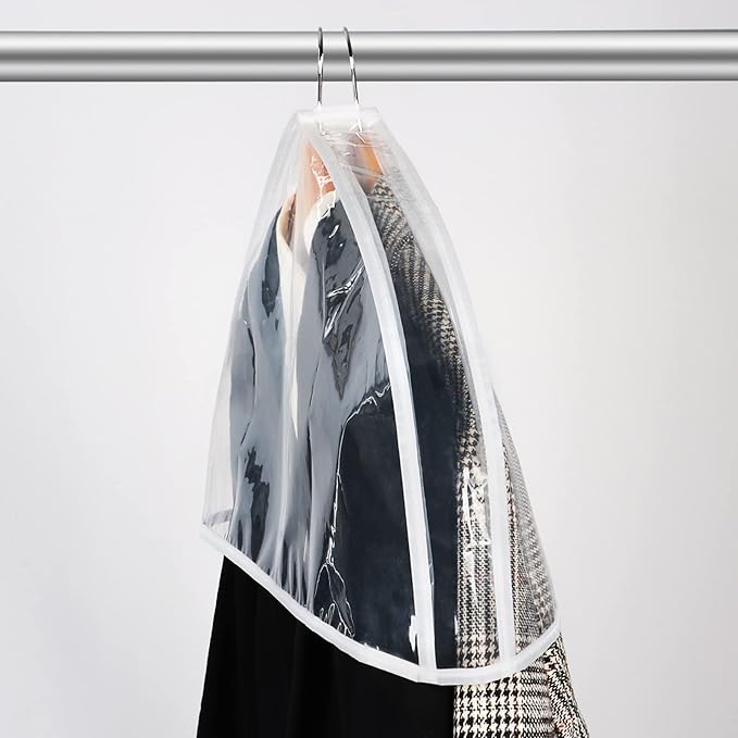 Zilink Clear Shoulder Covers for Clothes (Set of 30) Breathable Clothes Dust Cover Protectors with 2" Gusset for Suit, Coats, Jackets