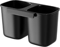 SANNO Dish Rack Utensil Holder, Hanging Cutlery Drainer Caddy with Hooks, 2 Compartment Flatware Organizer for Forks, Spoons, Knives, Fits Over Most Dish Drying Racks, Black