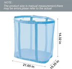Mesh Bag with Handles, Collapsible Laundry Basket, Foldable Laundry Bag, Breathable Folding Beach Bag,Space-saving Travel Tote Bags (2, Blue&Pink)
