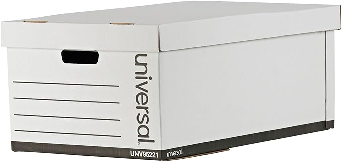 Universal 9522101 Medium-Duty Easy Assembly Legal File Storage Box - White (12/Carton)
