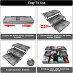 Abnaok 3 Tier Drawer Organizer Multi Level Collapsible Expandable Desk Organizer Trays for Office Supplies, Kitchen Gadgets Utensils, Vanity, Makeup, Jewelry