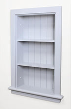 Fox Hollow Furnishings 14x24 Aiden Recessed Wall Niche Medicine Cabinet Replacement, in The Wall Bathroom Cabinet Insert Shelf/Shelves, Made in North America, Real Wood, NO MDF, Beadboard, Light Gray