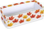 Autumn Maple Leaves Fall Pattern Bathroom Basket Foldable Toilet Tank Topper Paper Basket Waterproof Fabric Storage Organizer Bins Decorative Open Storage for Home Closet Containers Cabinet Set of 2