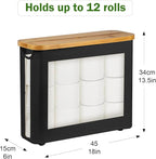 Toilet Paper Basket, Toilet Paper Storage with Lid - Bamboo Toilet Paper Holder, Bathroom Organizer for Toilet Tissue, Free Standing Toilet Paper Storage Bin with Handle