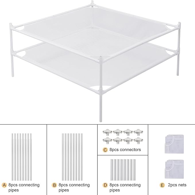 Clothes Drying Rack, 2-Layer Sweater Laundry Drying Rack Flat, Mesh Drying Rack Clothing for Indoor & Outdoor, White