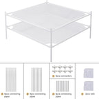 Clothes Drying Rack, 2-Layer Sweater Laundry Drying Rack Flat, Mesh Drying Rack Clothing for Indoor & Outdoor, White