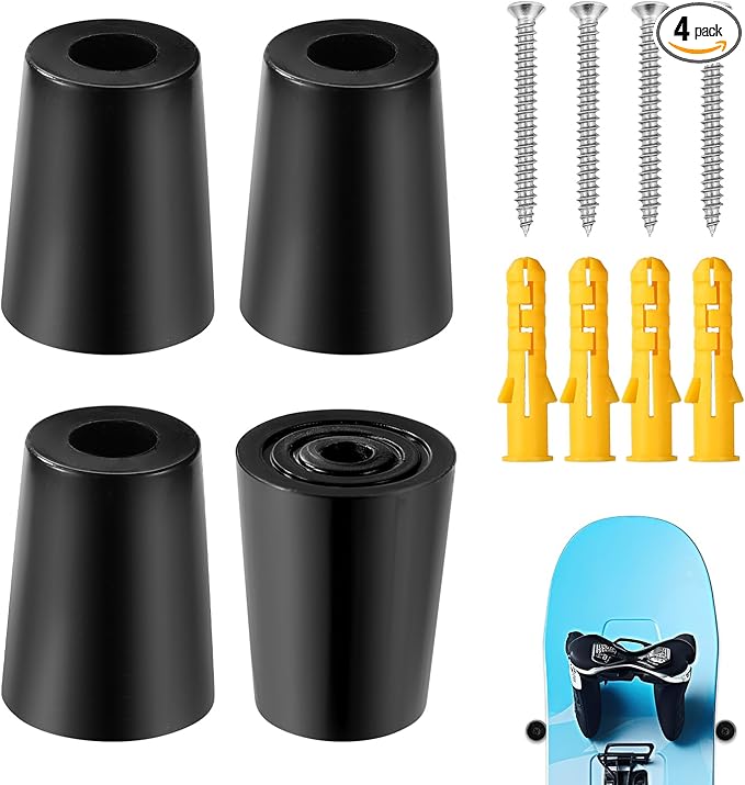 4pcs Vertical Ski Hanger, Ski Wall Mount Holder Vertical Wall Mount Hanger Ski Rack with Screws Expansion Anchors Vertical Snowboard Storage to Safely Display Your Ski Snowboard(Black)
