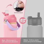 24oz Insulated Stainless Steel Water Bottle, Wide Mouth Double Wall Vacuum, Silicone Straw, Sweat & Leak Proof, BPA Free Insulated Water Flask for Travel, Keep Cold 24h Hot 12h, Cherry