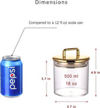 2 Pack 16 oz Small Acrylic Storage Apothecary Jar with Gold Airtight Lid | Bathroom Vanity Organizer Containers | Ideal Decorative Canisters for Shells, Bath Salt, Cotton Swabs, Cotton Ball