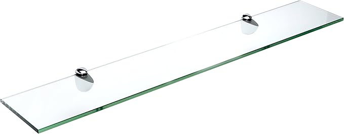 Spancraft Glass Peacock Glass Shelf, Chrome, 8 x 27