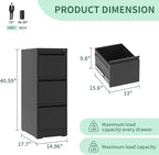 File Cabinet 3 Drawer with Lock, Vertical Filing Cabinets for Home Office, Metal Steel Storage Cabinet for Letter/Legal Size File, Assembly Required(Black)