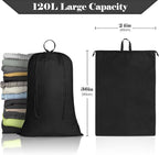 Laundry Bag, Extra Large Travel Laundry Bags with Handles & Drawstring Closure, 24"x 36" Dirty Clothes Storage Bag, Basket Hamper Liner, Organizer Sack for Laundry Room, Camping, Black