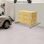 Overhead Garage Storage Rack Metal Garage Ceiling Storage Rack Ceiling Shelf Overhead Organization 250lbs Load Bearing Capacity Max Adjustable Height: 96in (48 * 48in L*W, Matte Black)