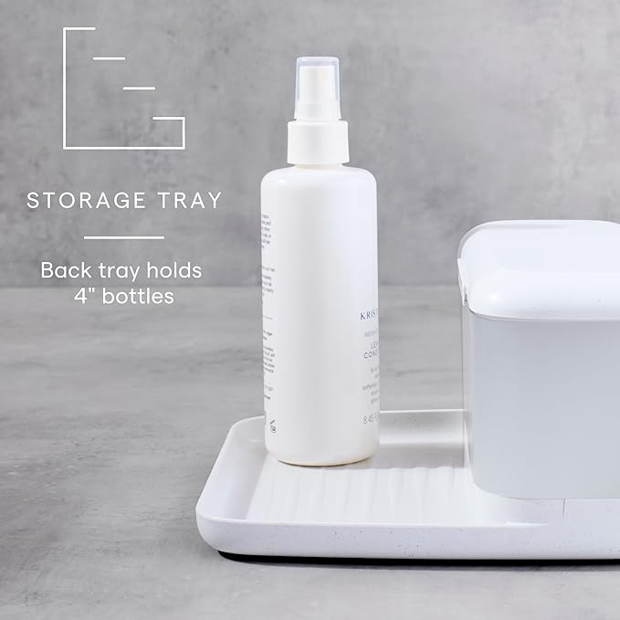 YouCopia HideAway Counter Caddy, Bathroom Vanity Countertop Organizer Tray with Adjustable Dividers and Lid