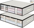 StorageRight Under Bed Storage Bags 2 Pack, 40L Large Clothes & Comforter Storage Containers with Clear Window, Breathable Fabric Organizer for Blankets, Bedding, Seasonal Clothing, White