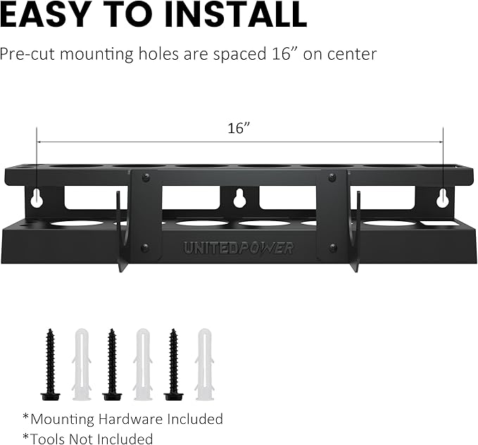 UNITEDPOWER Caulking Gun Holder 6+1, Wall Mount Hand Caulking Gun Storage Rack, Caulk Tube Organizer for Workshop, Shop, Garage