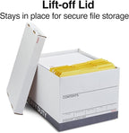 Staples Storage & Filing Box, Heavy-Duty with Handles & Removable Lid, Letter & Legal Size Documents, Stackable, 12-Pack, White/Gray