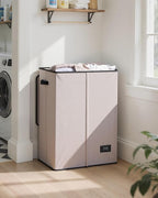 SOLEDI Laundry Hamper with Lid 130L Large & Tall Collapsible Laundry Basket, Clothes Hamper with Bag Removable Easy to Carry, Dirty Hampers for Bedroom, Bathroom, Dorm, College, Light taupe