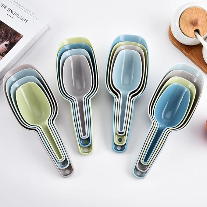 Set of 4 Plastic Ice Scoops, Kitchen Multipurpose Food Scoops for Canisters, Freezer, Flour, Dry Foods, Coffee Beans, Pop Corn, Pet Food (Mix 4 (Set of 4), 150ml, BPA-Free, Dishwasher Safe)