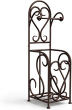 Toilet Paper Holder Free Standing with Storage for Mega Rolls, Scroll Bathroom Tissue Holder Stand, Metal, Bronze