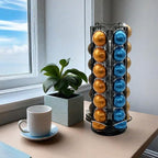 Miuly Coffee Capsule Holder For Nespresso Vertuoline, Coffee Capsule Stands Rotating Pod Rack holds 35 Nespresso Vertuo Pods, Black