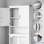 Garvee 66''H Over the Toilet Storage Cabinet, Bathroom Shelf Over Toilet, Bathroom Storage Cabinet Organizer with Double Doors & Adjustable Shelves Free Standing Toilet Shelf for Bathrooms, White