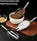 Set of 1 Ice Scoop, Stainless Steel Kitchen Ice Scoop for Canisters or Ice Maker, Food Scoops for Canisters, Freezer, Flour, Dry Foods, Coffee Beans, Pop Corn, Pet Dog Cat Food (Stainless Steel-L)