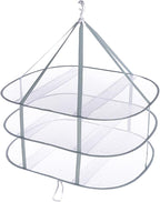 3 Tier Folding Drying Rack, 10Lb Capacity Space Saving Hanging Dryer with Fixing Band, Stackable Sweater Laundry Rack for Clothes, T-Shirt, Towels, Underwear, Indoor Outdoor Use, 31inch