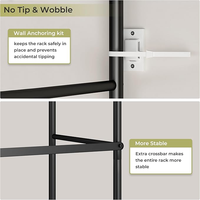 Small Clothes Rack with 3 Shelves, 72 Inches Tall Coat Garment Rack with Wheels, Display Clothing Racks for Hanging Clothes for Entryway, Hallway, Bedroom, Office, Living Room, Black