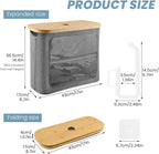 Extra Toilets Roll Storage for 12 Rolls, Toilet Paper Storage with Bamboo Lid, Collapsible Bathroom Toilets Papers Holder Organizer(Color:Grey)