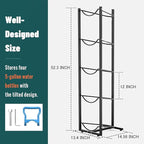 MYLOLF 5 Gallon Water Jug Rack: 5 Tier 5 Gal Bottle Holder Stand for Home Kitchen Garage Office - Saving Space & Black