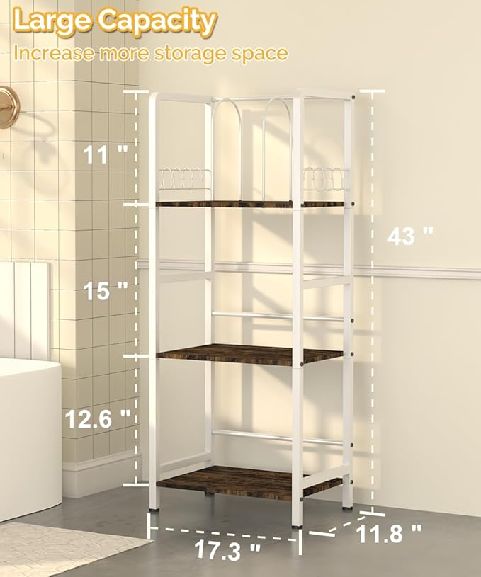 Free Standing Towel Racks for Bathroom with U-Shaped Detachable Dividers, 3-Tier Floor Towels Holder Stand with Shelf & 8 S-Hooks, Metal Pool Towel Storage Organizer for Home, Poolside, White
