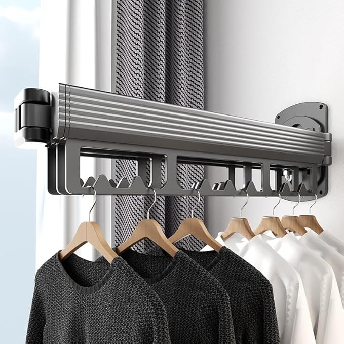 Mounted Wall Drying Rack, Laundry Hanger Dryer Rack, Laundry Hanger Rack, Wall Mounted Clothes Rack, Laundry Room Hanging Rack(Foldable/High-Bearing/Never Fall Off/Third Generation/White)