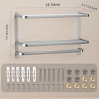 DDS-DUDES 23" Towel Racks for Bathroom with Towel Bars, 3 Tier Hotel Towel Shelf Stainless Steel Wall-Mounted Holder with Towel Shelves Brushed Nickel