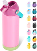 24oz Insulated Stainless Steel Water Bottle, Wide Mouth Double Wall Vacuum, Silicone Straw, Sweat & Leak Proof, BPA Free Insulated Water Flask for Travel, Keep Cold 24h Hot 12h, Berries