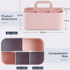 Multiuse Caddy Organizer with Handle - Stackable Plastic Tote Bin - Art Craft Supplies, Office, Desk, Stationery Pen Holder, Kitchen, Utensil, Makeup, Bathroom, Shower, Cleaning, Dorm Organizer - Pink