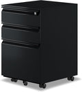 3-Drawer Mobile File Cabinets Rolling ，Vertical Metal Filing Cabinet for Legal & Letter File Anti-tilt Design with Lock Under Desk Office Drawers Fully Assembled (Black)