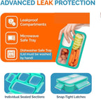 Small Snack Containers for Kids Toddlers - 3 Compartments (Set of 2) - Leak-proof Reusable Snack Boxes with Lids - BPA-Free Mini Bento Lunch Box - Ideal for School,Holds 2 Cups (Teal Blue + Orange)