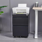 SISESOL 2 Drawer File Cabinet on Wheels,Metal Filing Cabinet with Lock,Black Rolling File Cabinets with Casters,Under Desk Office Cabinets for Home Office,Fit A4/Letter/Legal,Easy Assembly