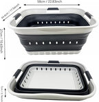 SAMMART 42L (11 gallon) Collapsible Plastic Laundry Basket - Foldable Pop Up Storage Container/Organizer - Portable Basket - Space Saving Hamper/Basket (Grey/Charcoal Black (Set of 2))