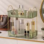 Bathroom Counter Organizer Countertop Storage, Cosmetics Skincare Shelf, Makeup Organizer Perfume for Dresser Vanity Tray, Spice Rack for Kitchen(2 Tier-Green)
