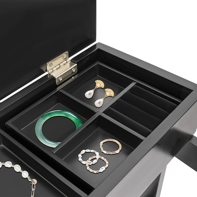 Valet Stand for Men and Women, Wood Suit Rack, Freestanding Coat Stand, Valet Stand Clothing Rack Organizer, Contour Hanger, Trouser Bar, Tie & Belt Hooks for Entryway, Bedroom, Office (Black)