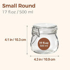 ComSaf 6-Pack 17oz Short Glass Storage Jars with Lids, Pint Sized Canning Jars for Jams & Pickling, Airtight Food Canisters for Spices, Nuts, Snacks & Kitchen Drawer Pantry Organization