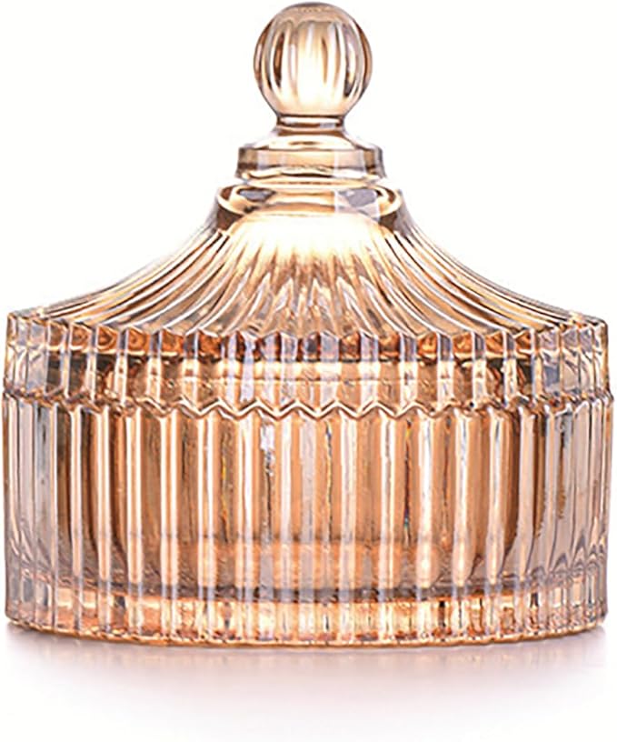 Colorful Glass Jar With Lid,Candy Cookie Jars,Jewelry Box,Biscuit Containers Food Storage,Decorative Jar(Amber)