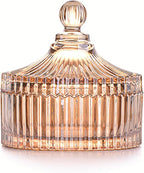 Colorful Glass Jar With Lid,Candy Cookie Jars,Jewelry Box,Biscuit Containers Food Storage,Decorative Jar(Amber)