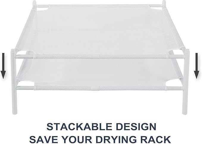 STO STO Sweater Drying Rack, 2-Pack Stackable Mesh Clothes Drying Rack, Laundry Drying Rack for Sweaters, Socks, Toys, White