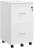 VASAGLE 2-Drawer File Cabinet, Locking Filing Cabinet for Home Office, Small Rolling Printer Stand, A4, Letter-Size Hanging Files, Assembly Required, Snow White ULCD027T46V2