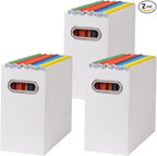 Collapsible File Organizer Box with Handle,12.20x5.11x9.84Inches, Filing Organizer for Home or Office, Small Portable File Box (3 Packs, White)
