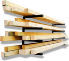 Heavy Duty Lumber Storage Rack Wall Mount, Large Metal Bracket for Wood, Plywood, PVC Pipes & Long Tools, Indoor & Outdoor Use, 4 Level